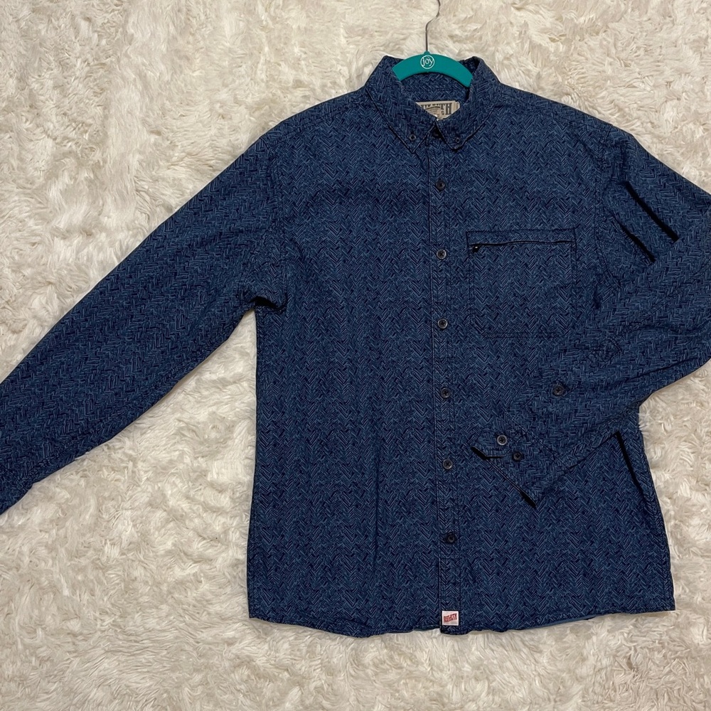 Duluth‎ Trading Blue Button Up Shirt Zip-Pocket Roll-Tab Gorpcore Work Medium - Picture 7 of 10